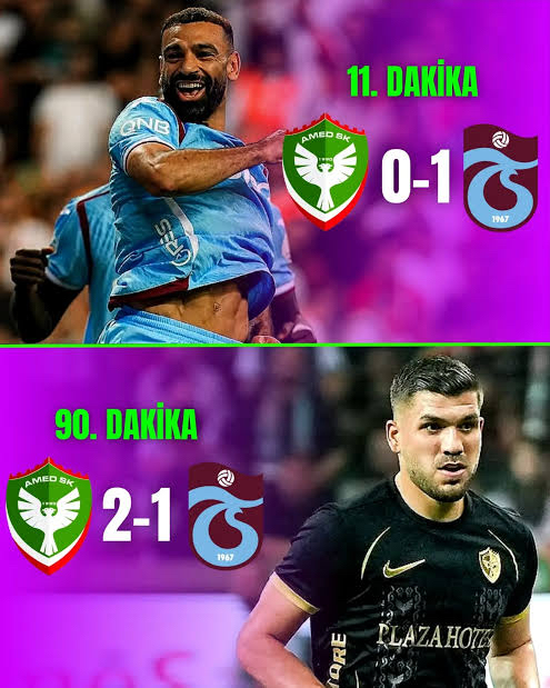 Amedspor-Trabzonspor maç skorlarını gösteren futbol görseli